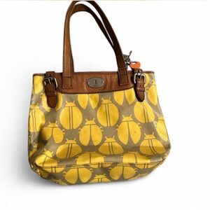 Brown and Yellow Designer Tote Bag